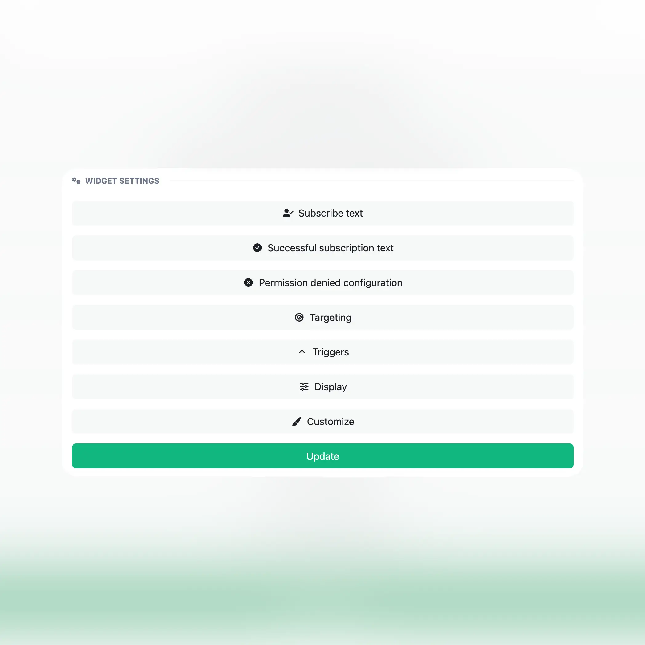 Uygulamanın web siteleri için gelişmiş ayarlar sayfası ekran görüntüsü