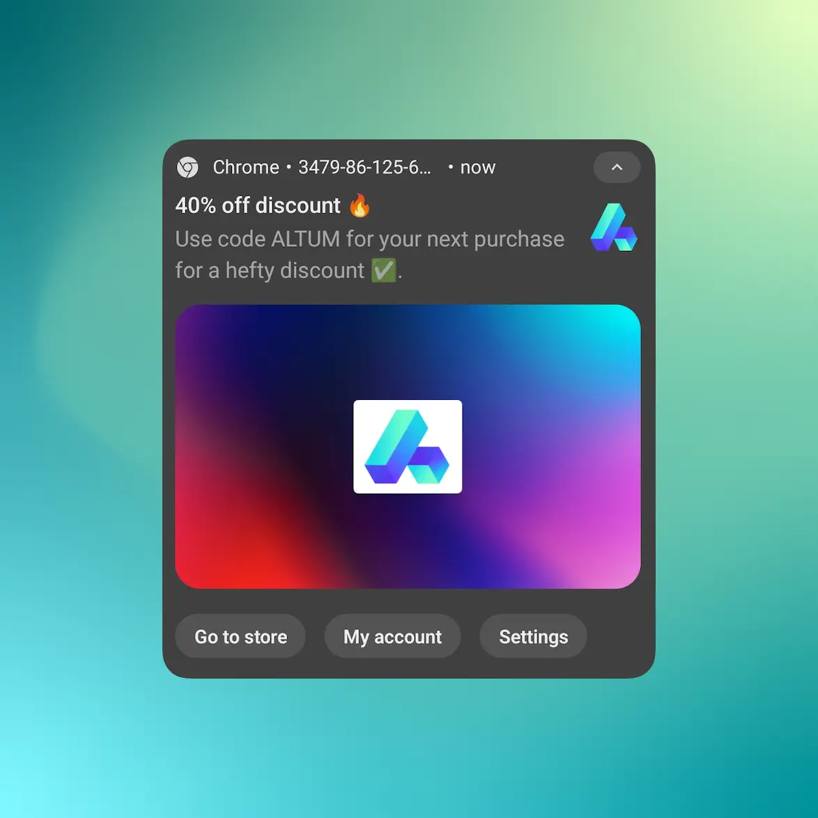 Uygulamanın web push bildirimi gönderme ekran görüntüsü